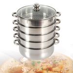 LARGE 28CM 5 TIER STAINLESS STEEL STEAM COOKER STEAMER PAN COOK FOOD VEG POT SET