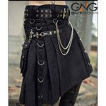 Scottish Black Gothic Tactical Kilt Utility Chain Fashion Kilt For Men 28" - 62"