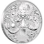 Silver Coin 1 Oz 9999 Bullion 2024 Perth Mint Year of the Dragon In Capsule