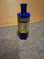 Vintage Poison Bottle Blue Ribbed Hexagonal 6-inch