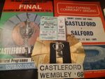 1969 RUGBY LEAGUE CHALLENGE CUP FINAL CASTLEFORD V SALFORD & TICKET ROSETTE ETC