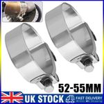 2x Motorcycle Exhaust Clamp Motorbike 52-55mm Stainless Steel Exhaust Pipe Clip