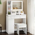 Dressing Table With Led Mirror Drawers Stool Set Makeup Desk Vanity Table Lights