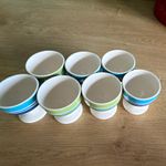 Johnson Brothers x 7 Striped Ceramic Egg Cups Set White Blue Green