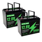 2PC 12V 100Ah LiFePO4 Lithium Battery 15000 Cycles Solar RV Marine Motorhome