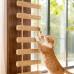 Cat Hemp Shelves Cat Climbing Ladder Wall Mounted Cat Bridge Wood Pet Furniture