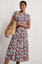 Seasalt Women's Regular Wild Bouquet Jersey Midi Dress Flowery Painting Light Sq