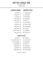 Luton Town vs Exeter City - A4 Teamsheet - 17/3/2026 - League One