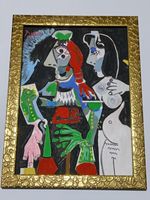 Pablo Picasso , Framed oil on Wood , Sealed and Signed.