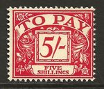 GB 1955 5/- scarlet postage due top value unmounted mint MNH SG#D55
