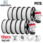 10KG New GEEETECH 3D Printer Filament 1KG/Roll 1.75MM White PETG Consumables