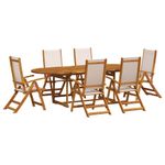 Garden Dining Set Table and Chairs Solid Wood Acacia and Textilene vidaXL