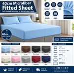 40cm Deep Fitted Sheet Microfiber Soft Brushed Double King Super King Single Bed