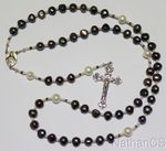 Catholic Rosary Rosenkranz Peacock color Fresh Water Genuine Pearls