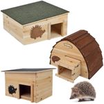 Wooden Hedgehog House Hibernation Box w/ Roof Nature Shelter Home Predator Proof