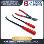 3PCS Trim Clip Removal Pliers Set Car Tool Panel Fascia Dash Upholstery Remover
