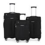 Soft Shell Suitcase 8 Wheel Luggage Set Travel TSA Light Carry On Cabin Bag