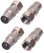 4 x F Plug Male to Coax Plug Male Adaptor / Convertor for TV Aerial - Satellite