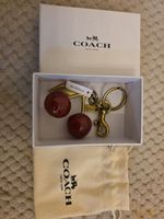 Genuine coach Cherry Bag Charm Keychain Glitter Resin Metal Brass/Red
