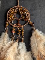 Natural crystal tree of life dream catcher coffee coloured tiger's eye boho