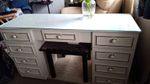 Large Dressing Table. Used. Drawers either side. 54" wide. Glass protection.