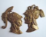 Pair 1800's French Bronze Portrait Medallions of GREEK WARRIORS