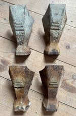 Set Of Vintage Cast Iron Art Deco Bath Feet Legs + Bolts Roll Top Free Standing