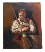 Jewish boy Oil Painting Judaica Art Holding Kabbalist Book