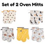 Oven Gloves Gauntlet Set of 2-Heat Resistant Mitts for Kitchen Cooking, Baking