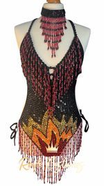 Flame Sequin Showgirl Costume for Dancers