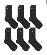 Nike Socks - Cushioned Cotton Crew (6 Pack) Black S/M Size 6-9 Men's Women's