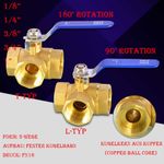 1/2" 3/8" 3/4" 1/4" 1" BSP Brass Three Way L/T Port Ball Valve -Female BSP