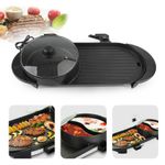 2 in 1 Portable Electric Hot Pot Barbecue Grill Non-Stick Teppanyaki Pan GE