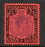 Leeward Islands 1938-51 £1 Violet & black perf 13 SG 114c Mnh. (R5003)