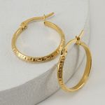 18ct Gold-Plated 28mm Patterned Hoop Earrings