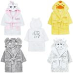 Personalised Girl Boy Dressing Gown Bath Robe Duck Elephant Newborn-6 Yrs