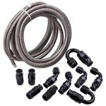 6AN -6AN Stainless Steel PTFE Fuel Line 20 Feet 10 Fittings Hose Kit E85
