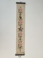 Vintage Cross Stitch Bell Pull Tapestry – Floral & Birds – 33.5”