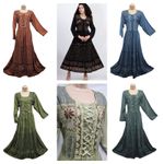 Maxi Dress Long Sleeve Crinkle Stonewash Rayon Lace up Embroidered 14 16 18