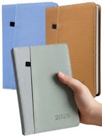 2026 Diary A5 Day to Page Full Year Planner Desk Luxury Stitched Fabric Cover