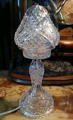 A BEAUTIFUL ANTIQUE GLASS MUSHROOM LAMP , ART DECO CIRCA 1930.