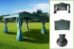 3x4m Outdoor Gazebo Garden Tent with Curtains Netting Sun Shade Double Tier Roof