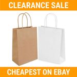 Brown & White Paper Bags with Twisted Handles - Kraft Gift Carrier Shopping Bags