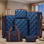 6Pcs Travel Set ABS Hard Shell Suitcase &36L Travel Bag Clutch Bag