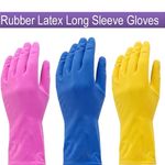 Long Sleeve Rubber Gloves Kitchen Washing Up Cleaning | Multipurpose Household