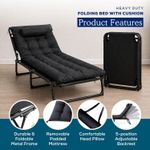 Sun Lounger Folding Recliner Chair Garden Outdoor Bed with Mattress And Pillow