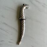 Vtg Indo Islamic Sikh Koftgari Design Tiger Face Kirpan Dagger Khanjar Kinfe