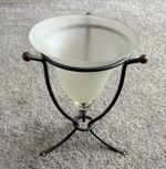 Frosted White Glass Bowl with Black Metal Holder 6in x 8in