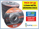 10 Pack Metal Grinding Discs 115mm x 22.2mm x 6mm Disks Depressed Centre Angle