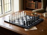 Handmade Black & White Marble Chess Set 30cm with Weighted Pieces – Luxury Gift